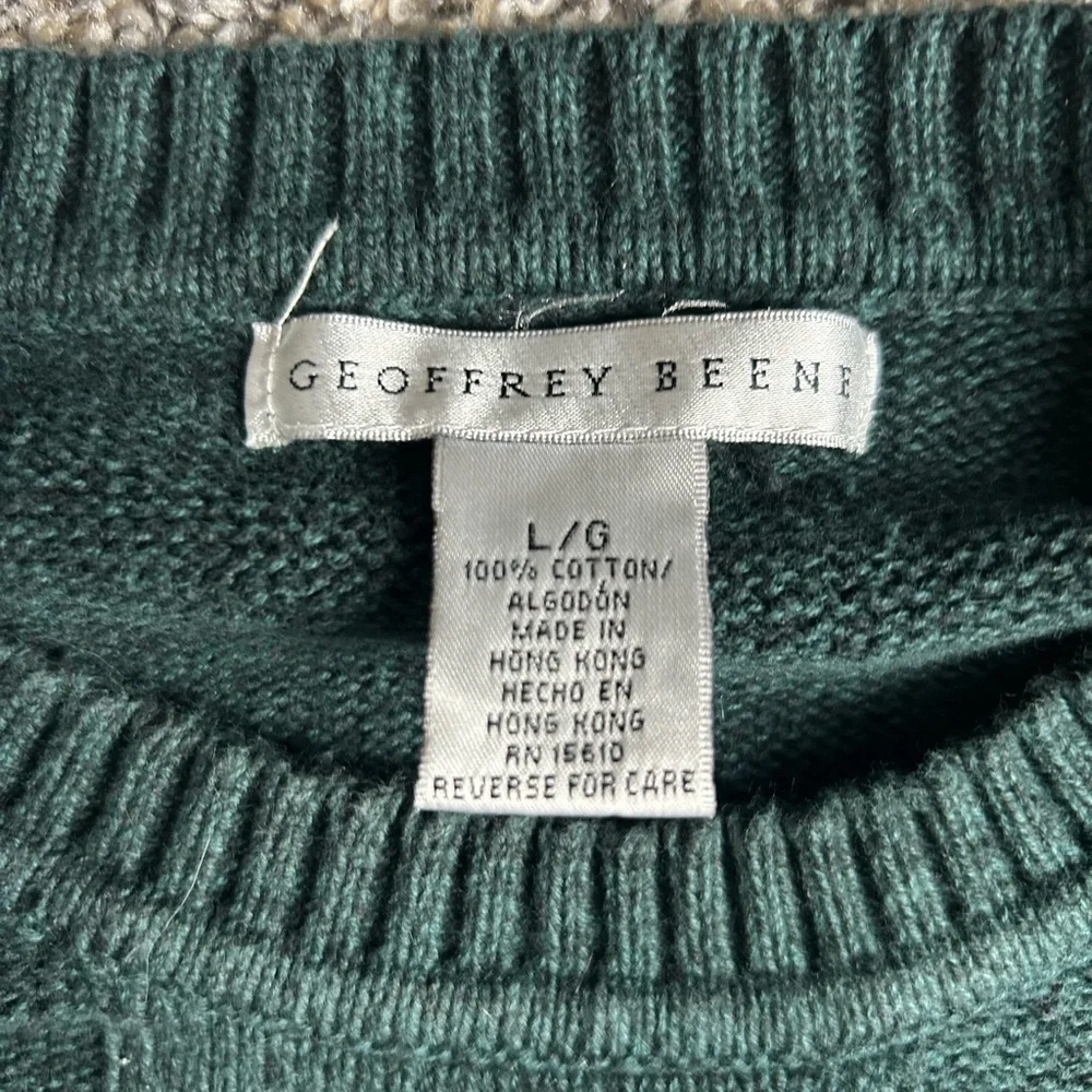 Geoffrey Beene Vintage cable knit pattern sweater in dark green size large - Picture 3 of 7